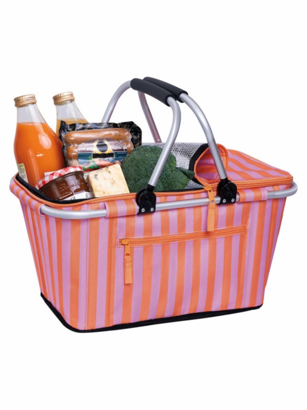 LIVE IN STYLE Foldable Basket Cooler, Pink Stripe